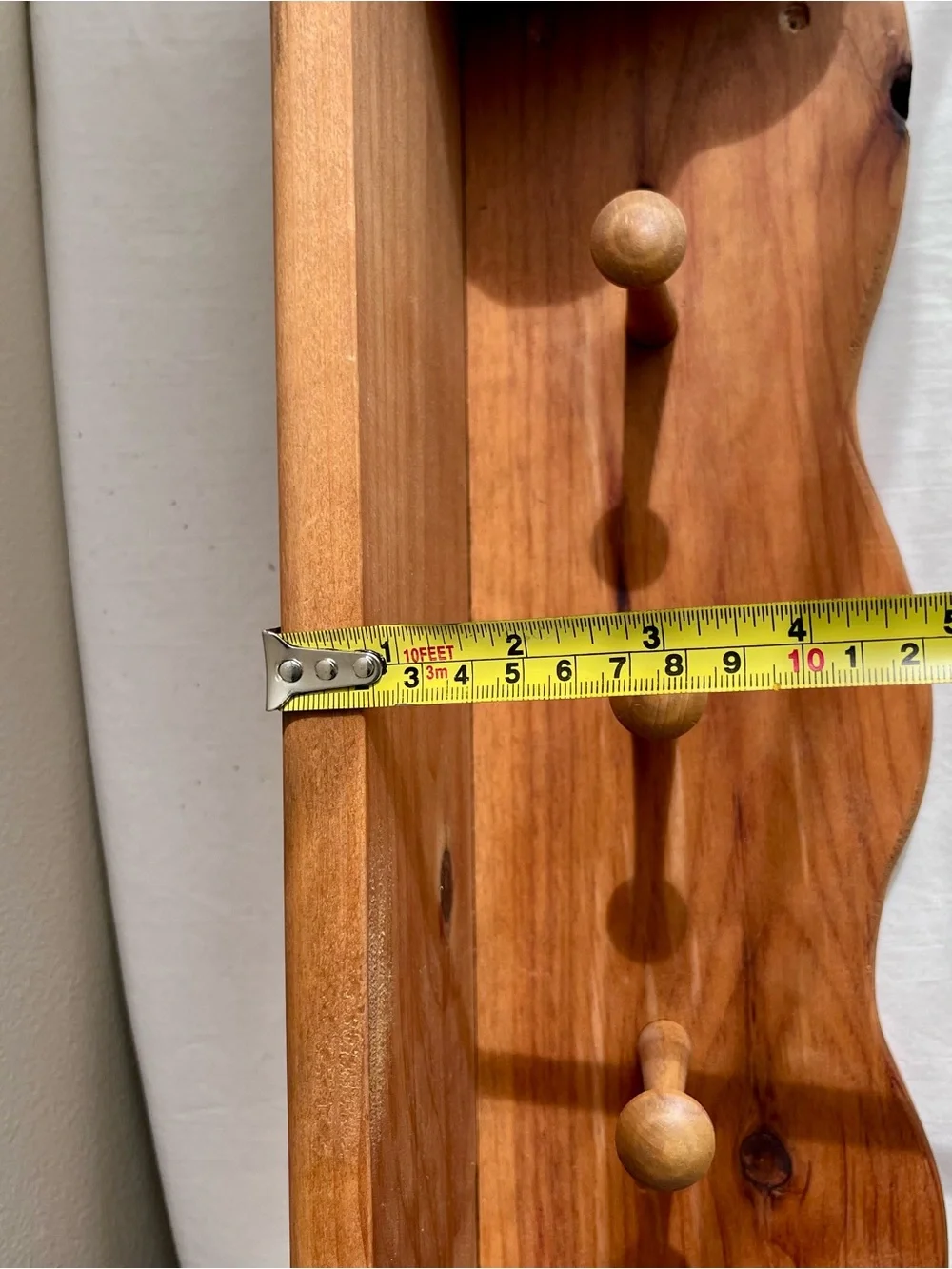 Heart Cedar Wall Coat Rack with Three Pegs - Natural Wood